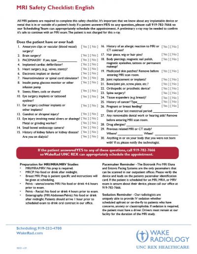 Patient Prep & MRI Safety - Provider Portal